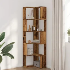 vidaXL - 5-laags Hoekboekenkast - Oud hout - Bewerkt hout - 50x50x179 cm