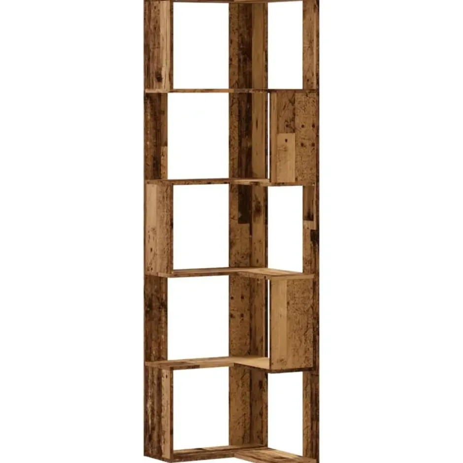 vidaXL - 5-laags Hoekboekenkast - Oud hout - Bewerkt hout - 50x50x179 cm