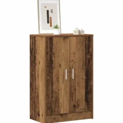 vidaXL - 6-laags Schoenenkast met 2 deuren 12 paar - Oud hout - 60x35x92 cm