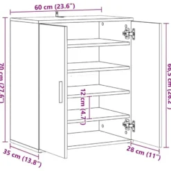 vidaXL - 5-laags Schoenenkast met 2 deuren 10 paar - Oud hout - 60x35x70 cm