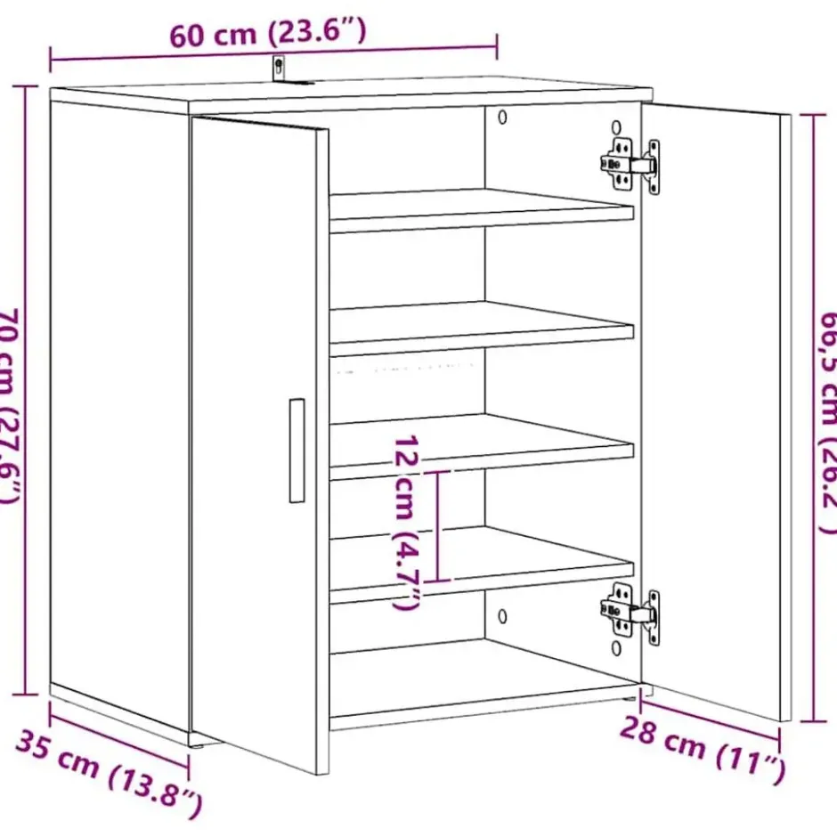 vidaXL - 5-laags Schoenenkast met 2 deuren 10 paar - Oud hout - 60x35x70 cm