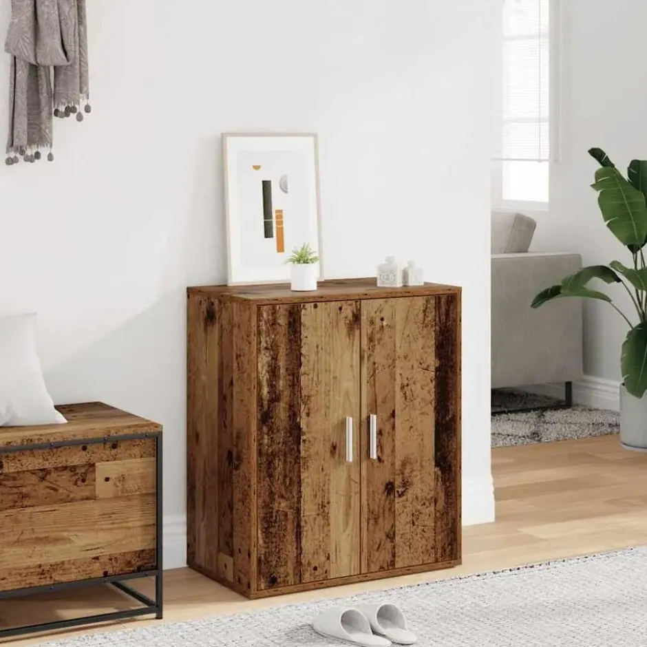 vidaXL - 5-laags Schoenenkast met 2 deuren 10 paar - Oud hout - 60x35x70 cm