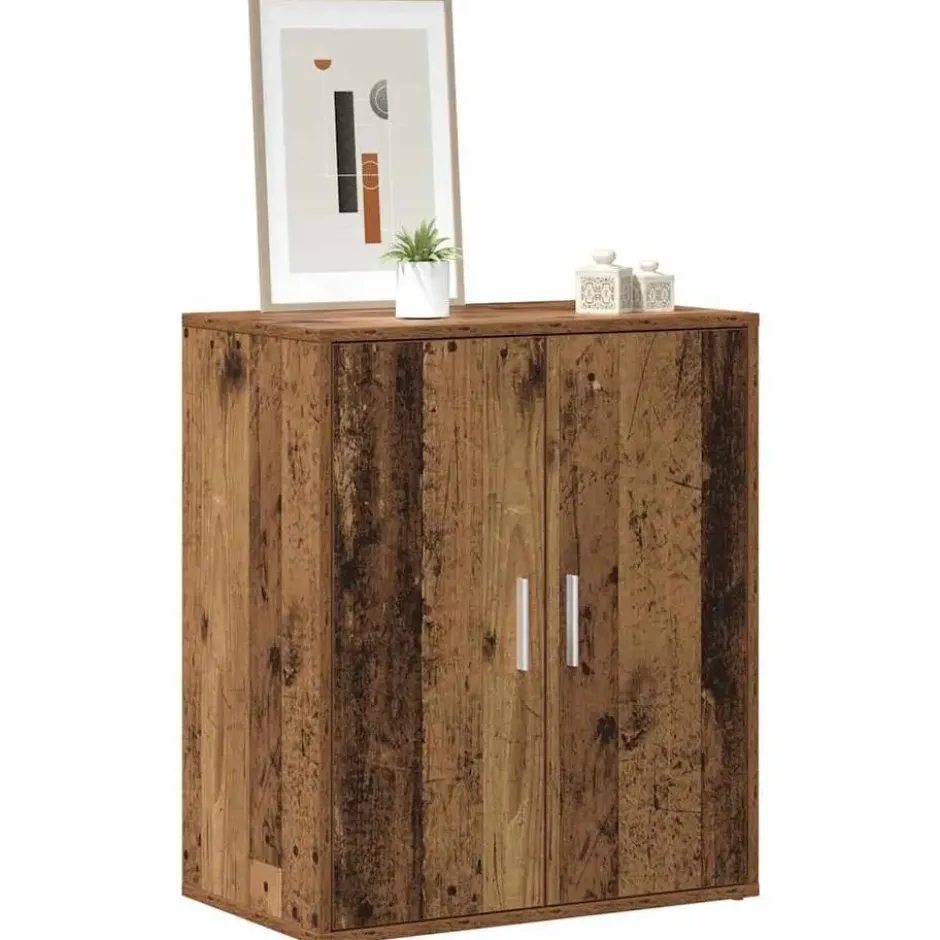 vidaXL - 5-laags Schoenenkast met 2 deuren 10 paar - Oud hout - 60x35x70 cm