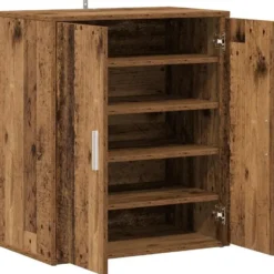 vidaXL - 5-laags Schoenenkast met 2 deuren 10 paar - Oud hout - 60x35x70 cm