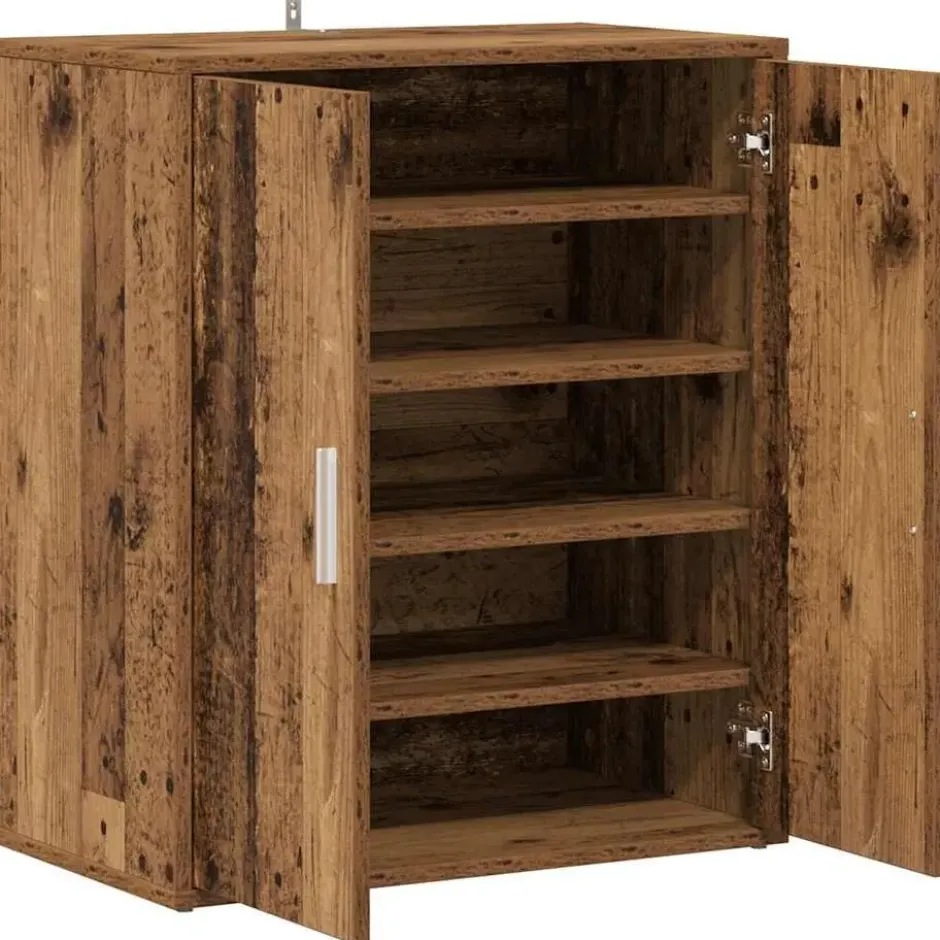 vidaXL - 5-laags Schoenenkast met 2 deuren 10 paar - Oud hout - 60x35x70 cm