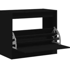 vidaXL - 3-laags Schoenenkast met 1 klep - Zwart - Bewerkt hout - 80x42x69 cm