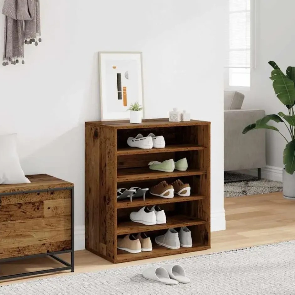 vidaXL - 5-laags Schoenenkast 10 paar - Oud hout - 60x35x70 cm