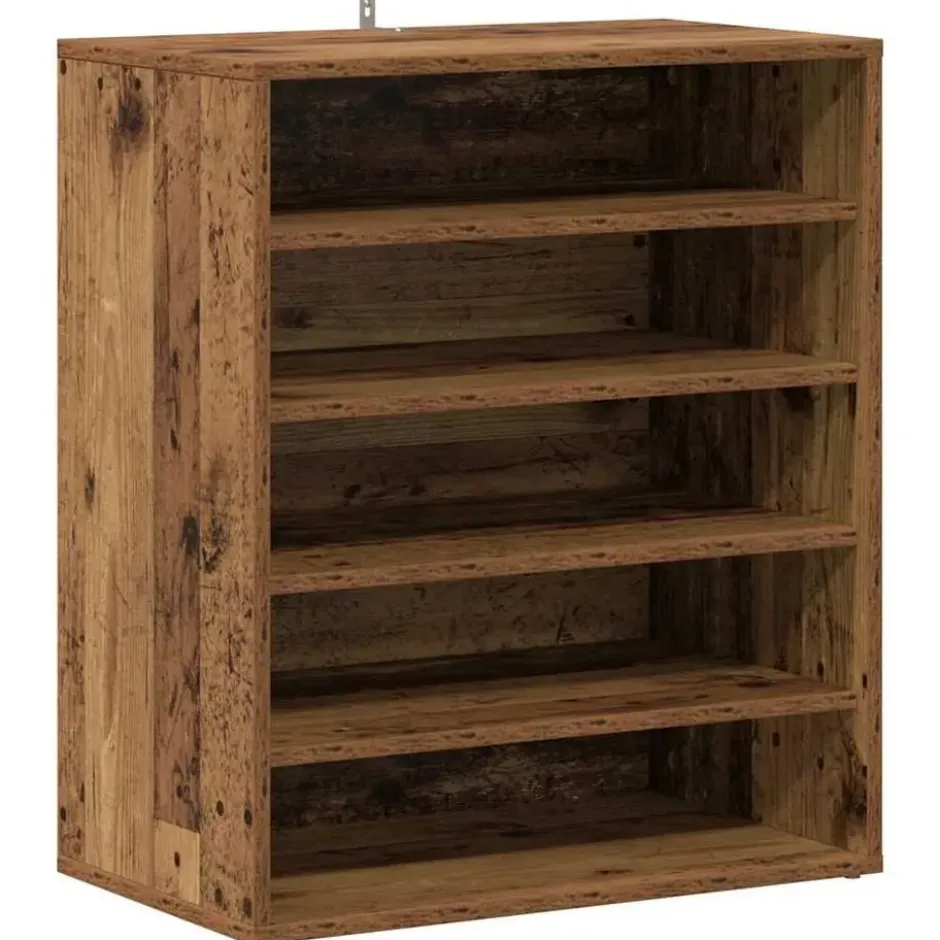vidaXL - 5-laags Schoenenkast 10 paar - Oud hout - 60x35x70 cm