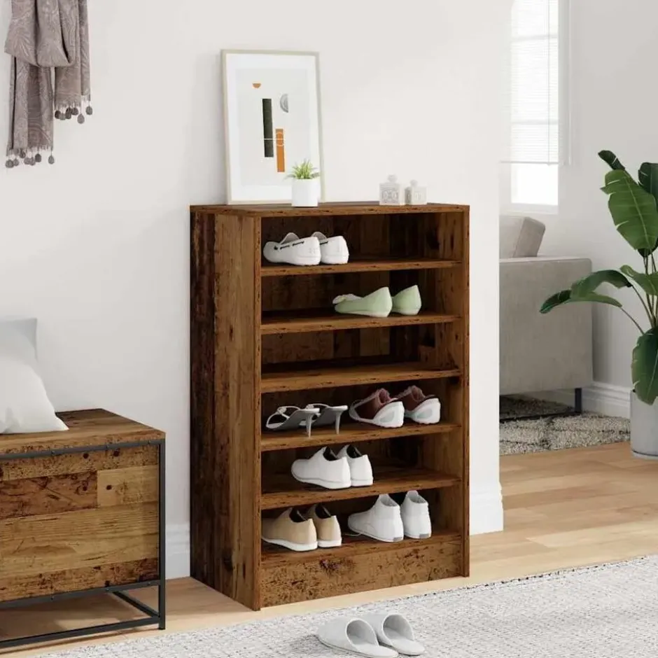 vidaXL - 6-laags Schoenenkast 12 paar - Oud hout - 60x35x92 cm