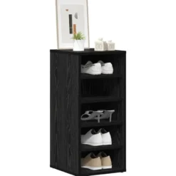 vidaXL - 5-laags Schoenenkast voor de hal 5 paar - Zwart eiken - 32x35x70 cm