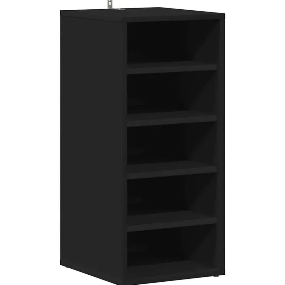 vidaXL - 5-laags Wandschoenenkast 5 paar - Zwart - Bewerkt hout - 31.5x35x70 cm