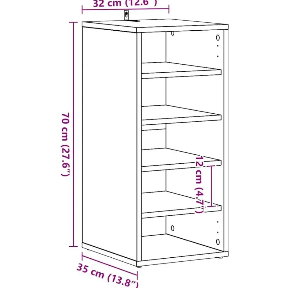 vidaXL - 5-laags Wandschoenenkast 5 paar - Zwart - Bewerkt hout - 31.5x35x70 cm