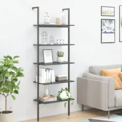 vidaXL - Ladderrek - Zwart - Bewerkt hout