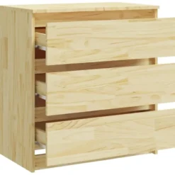vidaXL - Ladekast met 3 lades - Naturel - Massief grenenhout - 60x36x64 cm