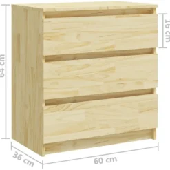 vidaXL - Ladekast met 3 lades - Naturel - Massief grenenhout - 60x36x64 cm