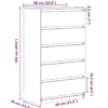 vidaXL - Ladekast 60 x 36 x 103 cm Zwart Bewerkt hout