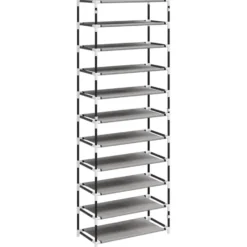 vidaXL - 10-lagen Schoenenkast met 2 deuren - Grijs - Stof - 60x30x166 cm