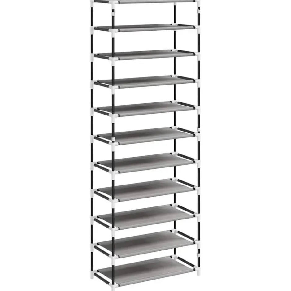 vidaXL - 10-lagen Schoenenkast met 2 deuren - Grijs - Stof - 60x30x166 cm