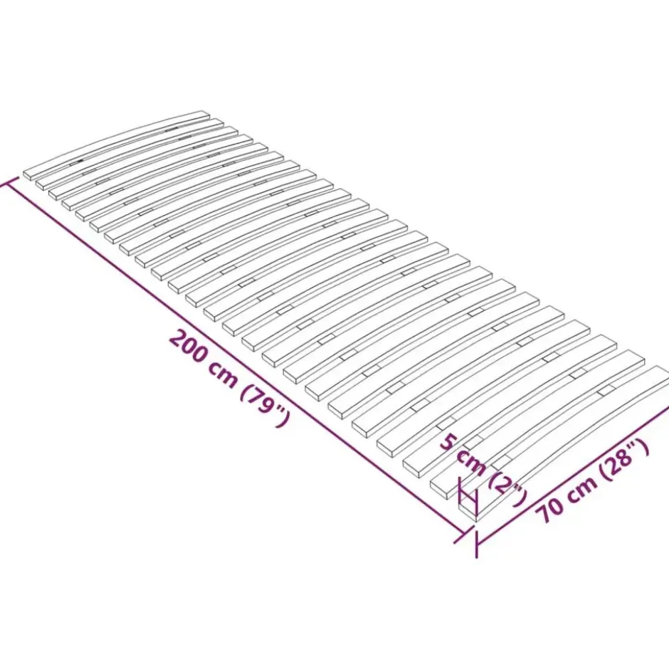 vidaXL - Lattenbodem met 24 latten - Bruin - Hout - 70 x 200 cm