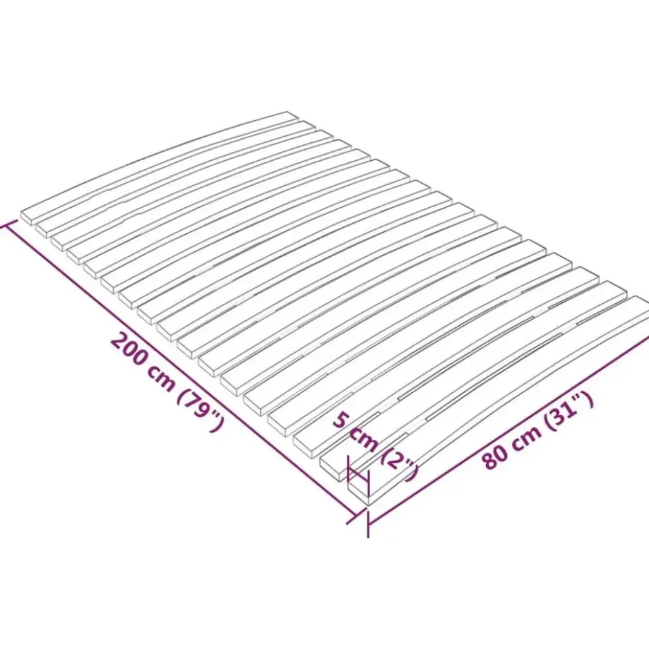 vidaXL - Lattenbodem met 17 latten - Bruin - Hout - 80 x 200 cm