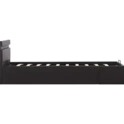 vidaXL - LED bed met opbergruimte - Hydraulisch - Zwart - Kunstleer - 90x200 cm