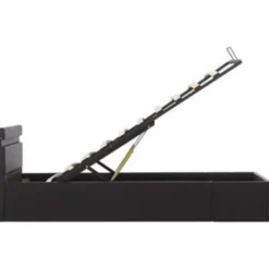 vidaXL - LED bed met opbergruimte - Hydraulisch - Zwart - Kunstleer - 90x200 cm