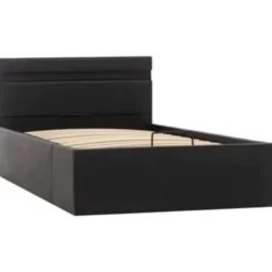 vidaXL - LED bed met opbergruimte - Hydraulisch - Zwart - Kunstleer - 90x200 cm