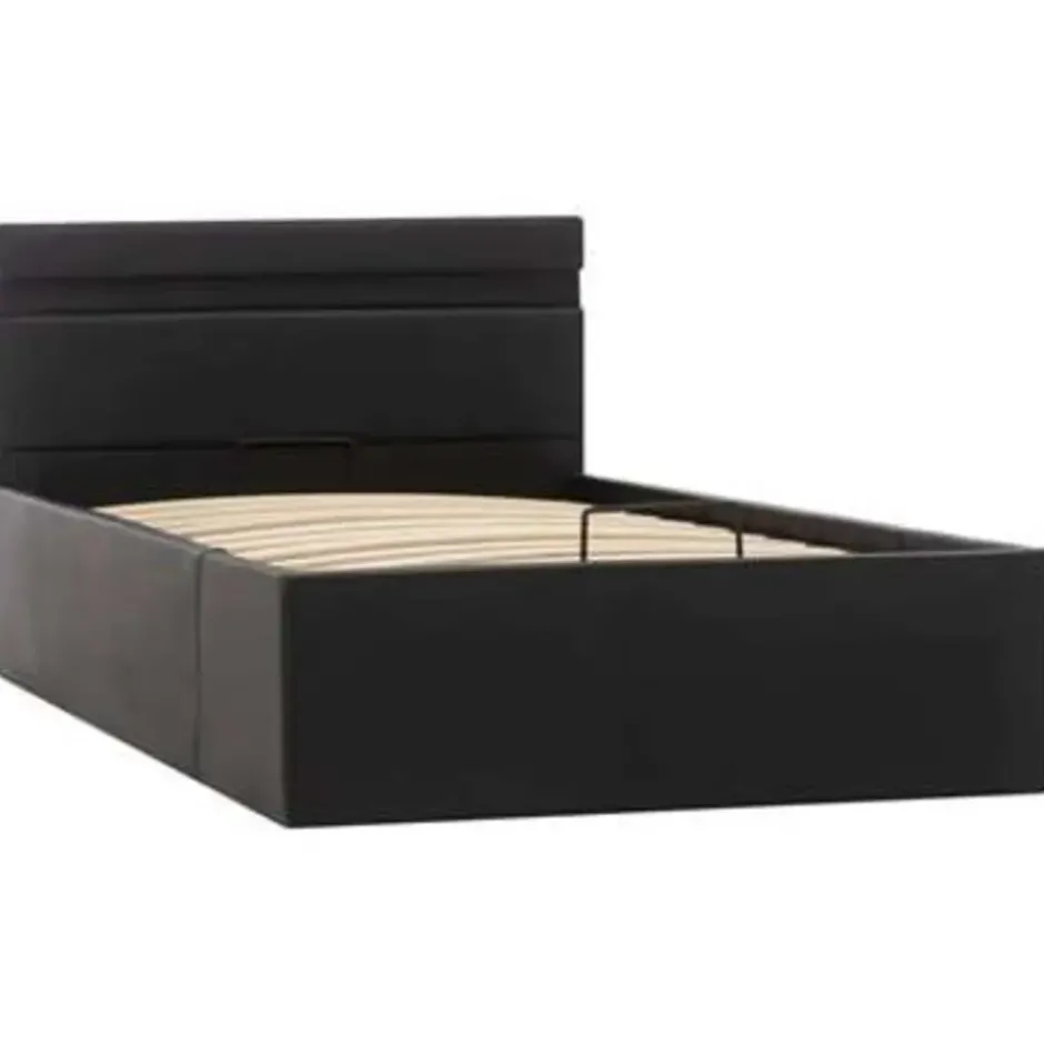 vidaXL - LED bed met opbergruimte - Hydraulisch - Zwart - Kunstleer - 90x200 cm