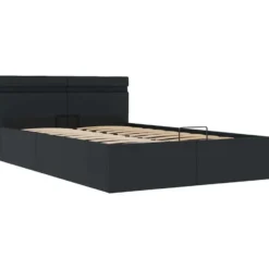 vidaXL - LED Bed met opbergruimte hydraulisch - Zwart - Kunstleer - 140x200 cm