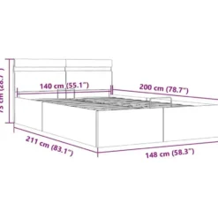vidaXL - LED bed met opbergruimte - Hydraulisch - Wit - Kunstleer - 140x200 cm