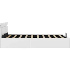 vidaXL - LED bed met opbergruimte - Hydraulisch - Wit - Kunstleer - 140x200 cm