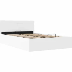 vidaXL - LED bed met opbergruimte - Hydraulisch - Wit - Kunstleer - 140x200 cm