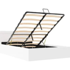 vidaXL - LED bed met opbergruimte - Hydraulisch - Wit - Kunstleer - 140x200 cm