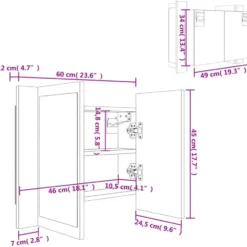 vidaXL - Led-spiegelkast - Grijs - Bewerkt hout