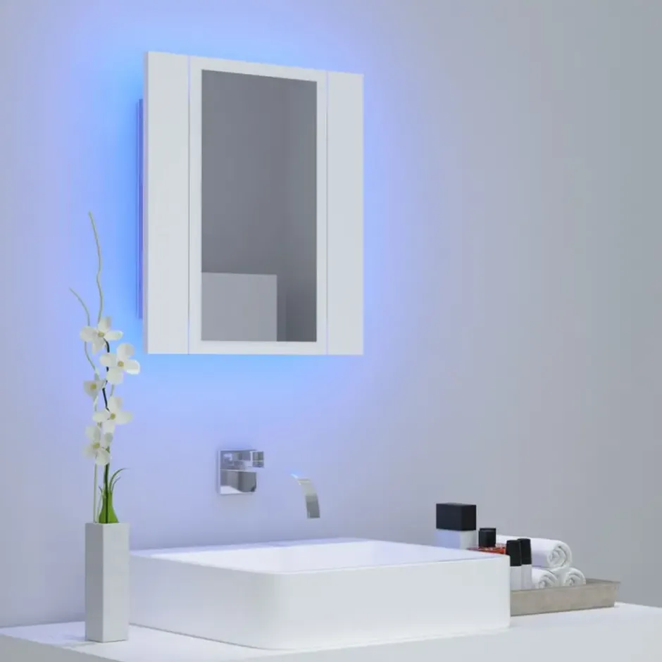 vidaXL - Led-spiegelkast - Wit - Bewerkt hout