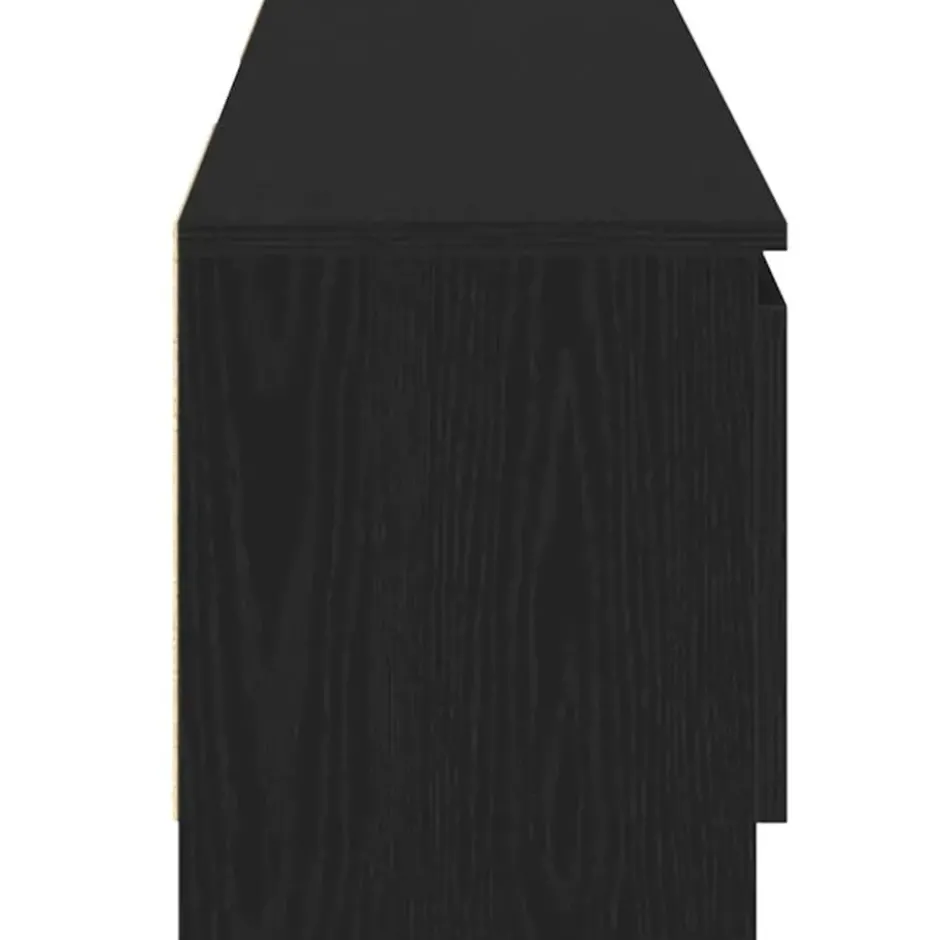 vidaXL - LED TV-meubel met 2 deuren - Zwart eiken - Hout en glas - 120x30x36 cm