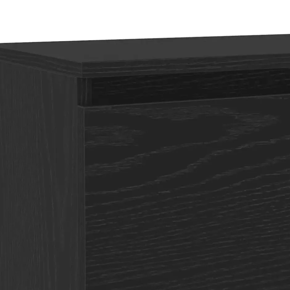 vidaXL - LED TV-meubel met 2 deuren - Zwart eiken - Hout en glas - 120x30x36 cm