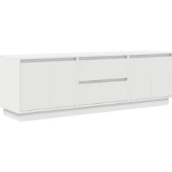 vidaXL - LED TV-meubel met 2 lades en 4 deuren - Wit - Hout - 160.5x41x50 cm