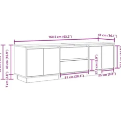 vidaXL - LED TV-meubel met 2 lades en 4 deuren - Wit - Hout - 160.5x41x50 cm