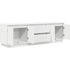 vidaXL - LED TV-meubel met 2 lades en 4 deuren - Wit - Hout - 160.5x41x50 cm