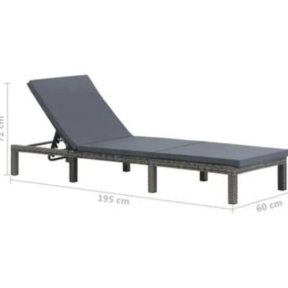vidaXL - Ligbed - Antraciet - Poly rattan