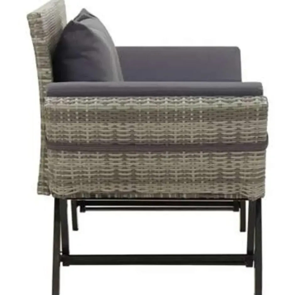 vidaXL - Ligbed - Grijs - Poly rattan