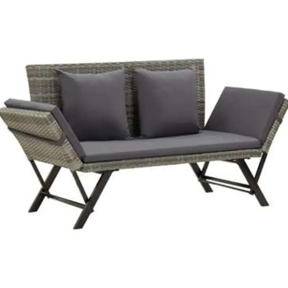 vidaXL - Ligbed - Grijs - Poly rattan