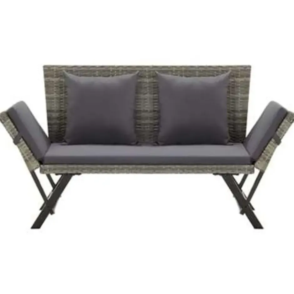 vidaXL - Ligbed - Grijs - Poly rattan
