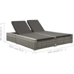 vidaXL - Ligbed - Grijs - Poly rattan