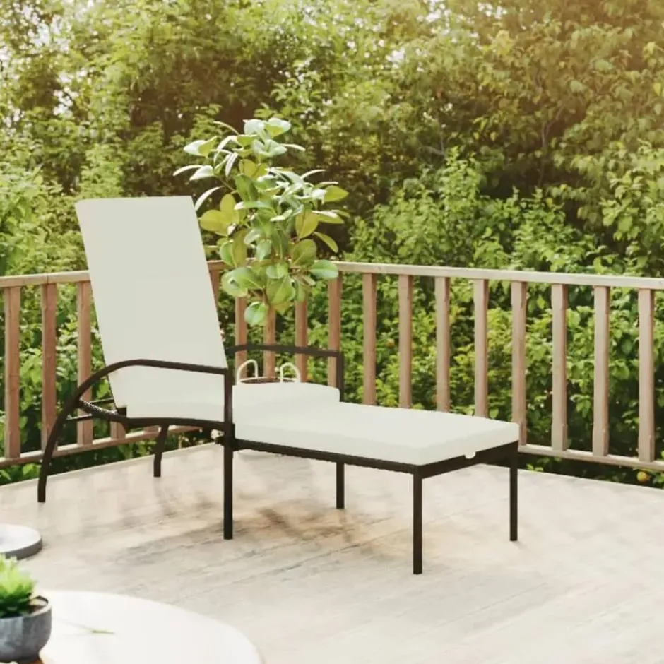 vidaXL - Ligbed - Zwart - Poly rattan