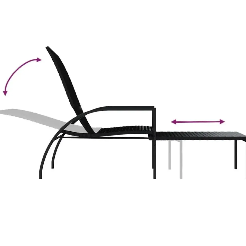 vidaXL - Ligbed - Zwart - Poly rattan
