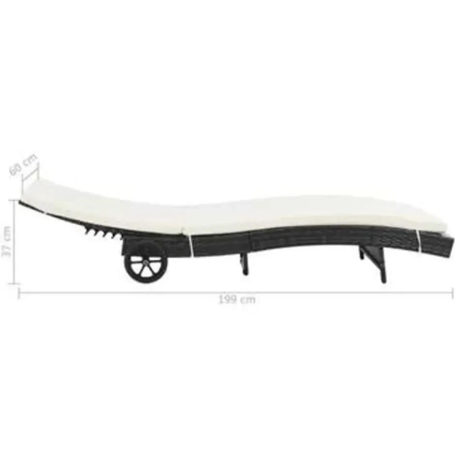vidaXL - Ligbed - Zwart - Poly rattan