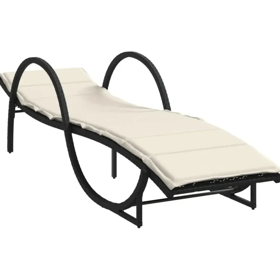 vidaXL - Ligbed - Zwart - Poly rattan
