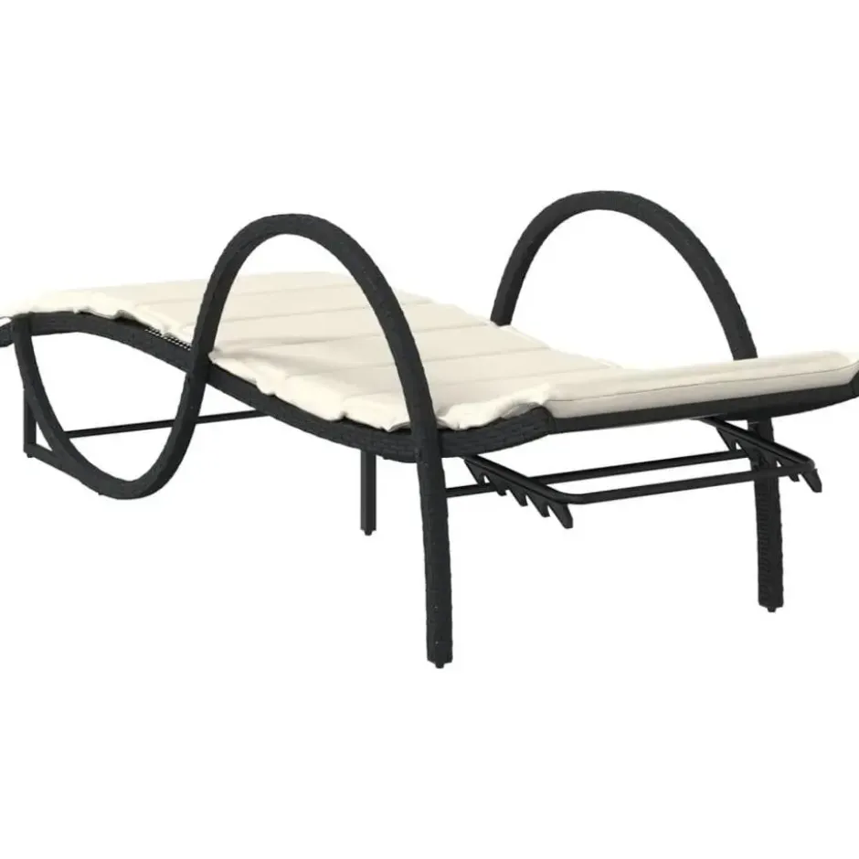 vidaXL - Ligbed - Zwart - Poly rattan
